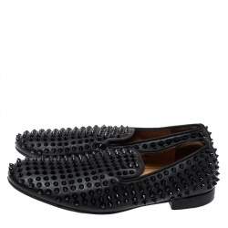 Christian Louboutin Black Leather Rollerboy Spiked Loafers Size 43.5