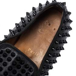 Christian Louboutin Black Leather Rollerboy Spiked Loafers Size 43.5
