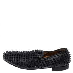 Christian Louboutin Black Leather Rollerboy Spiked Loafers Size 43.5