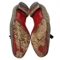 Pre Owned حذاء لوفرز كريستيان لوبوتان شراشيب داندليون كانفاس لونين مقاس 44