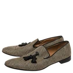 Pre Owned حذاء لوفرز كريستيان لوبوتان شراشيب داندليون كانفاس لونين مقاس 44