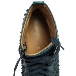 Pre Owned Christian Louboutin Teal Green Leather Louis Spike High Top Sneakers Size 41