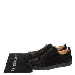Pre Owned Christian Louboutin Black Suede Louis Junior Spikes Low Top Sneakers Size 43