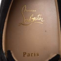 Pre Owned Christian Louboutin Black Suede Louis Junior Spikes Low Top Sneakers Size 43