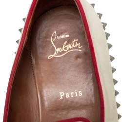 Pre Owned Christian Louboutin Cream Leather Tassel Loafers Size 41