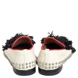 Pre Owned Christian Louboutin Cream Leather Tassel Loafers Size 41