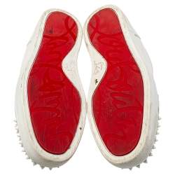 Pre Owned Christian Louboutin White Leather Spikes Sneakers Size 45