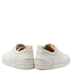 Pre Owned Christian Louboutin White Leather Spikes Sneakers Size 45