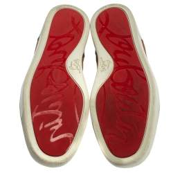 Pre Owned Christian Louboutin Brown Leather And Suede Louis Junior Low Top Sneakers Size 43