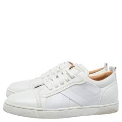 Christain Louboutin White Leather And Fabric Elastikid Sneakers Size 42