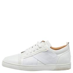 Christain Louboutin White Leather And Fabric Elastikid Sneakers Size 42