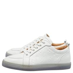 Pre Owned Christian Louboutin White Leather Rantulow Sneakers Size 42