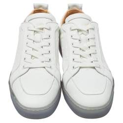 Pre Owned Christian Louboutin White Leather Rantulow Sneakers Size 42