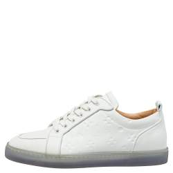 Pre Owned Christian Louboutin White Leather Rantulow Sneakers Size 42