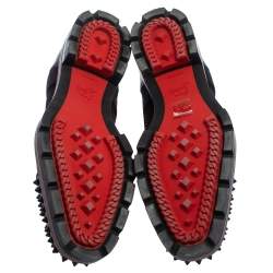 Christian Louboutin Black Fabric And Leather Luis Spikes Cap Toe Derby Size 42