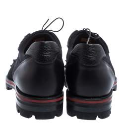 Christian Louboutin Black Fabric And Leather Luis Spikes Cap Toe Derby Size 42
