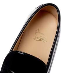 Pre Owned Christian Louboutin Black Patent Leather Paqueboat Slip On Sneakers Size 45