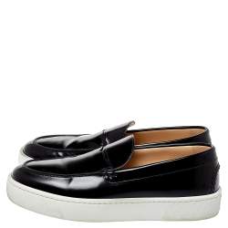 Pre Owned Christian Louboutin Black Patent Leather Paqueboat Slip On Sneakers Size 45