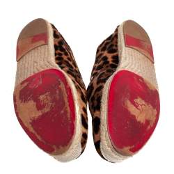 Christian Louboutin Brown/Beige Leopard Print Calf Hair Slip On Espadrilles Size 43