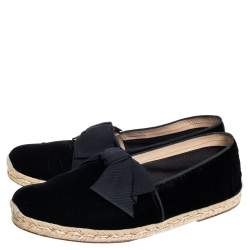 Christian Louboutin Black Velvet Bow Slip On Espadrilles Size 43