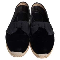 Christian Louboutin Black Velvet Bow Slip On Espadrilles Size 43