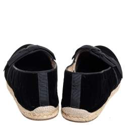 Christian Louboutin Black Velvet Bow Slip On Espadrilles Size 43