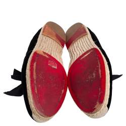 Christian Louboutin Black Velvet Bow Slip On Espadrilles Size 43