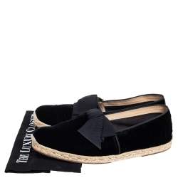 Christian Louboutin Black Velvet Bow Slip On Espadrilles Size 43