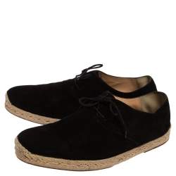 Christian Louboutin Black Suede Lace Up Espadrilles Size 43