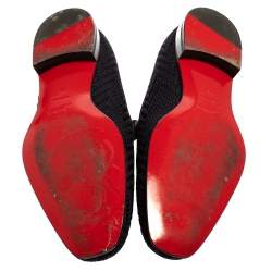 Pre Owned حذاء لوفرز كريستيان لوبوتان أفيشياليتو بشراشيب قماش مغزول أزرق كحلي مقاس 43