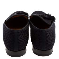 Pre Owned حذاء لوفرز كريستيان لوبوتان أفيشياليتو بشراشيب قماش مغزول أزرق كحلي مقاس 43