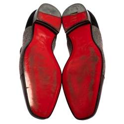 Pre Owned حذاء لوفرز كريستيان لوبوتان ألفا كانفاس وسويدي متعدد الألوان مقاس 42.5