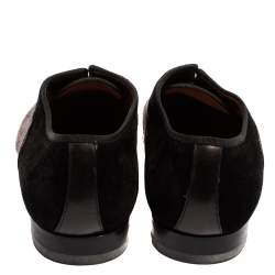 Pre Owned حذاء لوفرز كريستيان لوبوتان ألفا كانفاس وسويدي متعدد الألوان مقاس 42.5