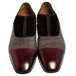 Pre Owned حذاء لوفرز كريستيان لوبوتان ألفا كانفاس وسويدي متعدد الألوان مقاس 42.5