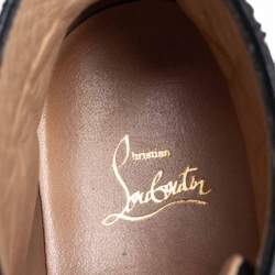 Pre Owned Christian Louboutin Black Python Louis Flat High Top Sneakers Size 42