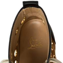 Pre Owned Christian Louboutin Black/Brown Suede And Leather Bubble High Top Sneakers Size 41.5