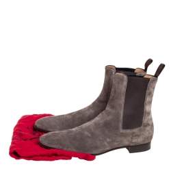 Christian Louboutin Grey Suede Samson Chelsea Boot Size 41