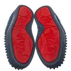 مملوكة مسبقًا حذاء رياضي كريستيان لوبوتان رولر بوات جلد أزرق مرصع سبايك سليب أون مقاس 43