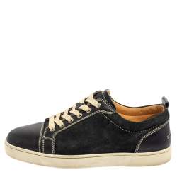 Pre Owned Christian Louboutin Blue Suede And Leather Louis Junior Sneakers Size 42