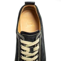 Pre Owned Christian Louboutin Blue Suede And Leather Louis Junior Sneakers Size 42