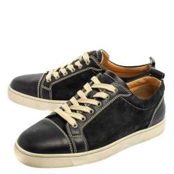 Pre Owned Christian Louboutin Blue Suede And Leather Louis Junior Sneakers Size 42