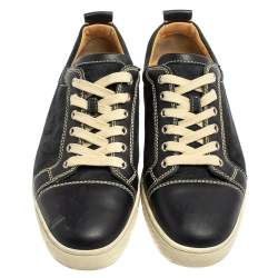 Pre Owned Christian Louboutin Blue Suede And Leather Louis Junior Sneakers Size 42
