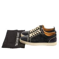 Pre Owned Christian Louboutin Blue Suede And Leather Louis Junior Sneakers Size 42