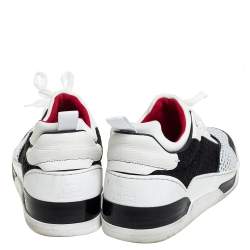مملوكة مسبقًا Christian Louboutin White/Black Fabric And Mesh Low Top Sneaker Size 42.5