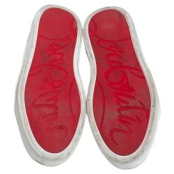 مملوكة مسبقًا Christian Louboutin White/Black Fabric And Mesh Low Top Sneaker Size 42.5