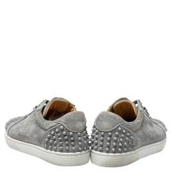 Pre Owned Christian Louboutin Grey Suede Louis Orlato Junior Spikes Sneakers Size 43