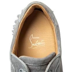 Pre Owned Christian Louboutin Grey Suede Louis Orlato Junior Spikes Sneakers Size 43