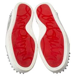 Pre Owned Christian Louboutin Grey Suede Louis Orlato Junior Spikes Sneakers Size 43
