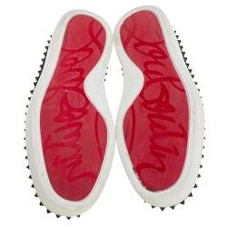 Pre Owned Christian Louboutin Black Suede Spike Pik Boat Slip On Sneakers Size 42