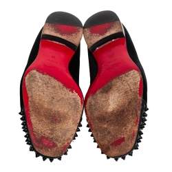 Christian Louboutin Black Velvet Spooky Spiked Toe Cap Smoking Slippers Size 42
